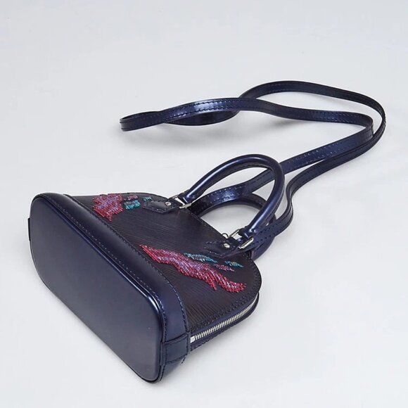 Louis Vuitton Bleu Nuit Epi Leather Sequin Flames Nano Alma Crossbody Bag - Picture 3 of 11